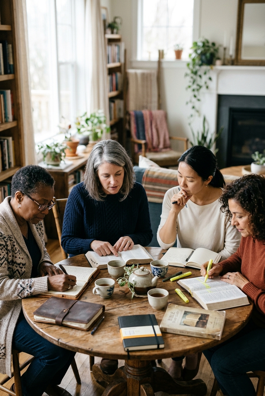 Women in Bible study, journaling and reflection